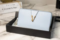 Versace Large Cornflower Leather Gold Monogram Zip Around Wallet - Velora Luxury Fashion