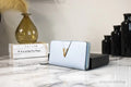 Versace Large Cornflower Leather Gold Monogram Zip Around Wallet - Velora Luxury Fashion