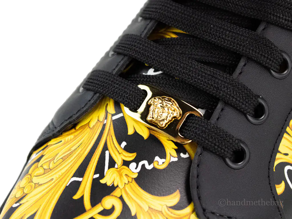 Versace Low Top Leather Vitello St. Barocco Sneakers - Velora Luxury Fashion