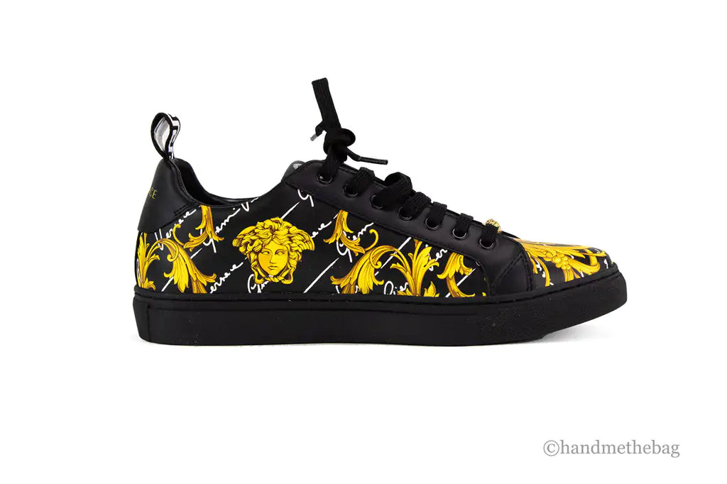 Versace Low Top Leather Vitello St. Barocco Sneakers - Velora Luxury Fashion