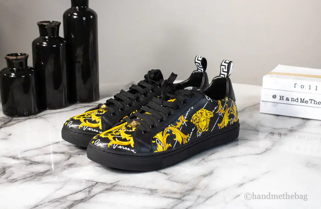 Versace Low Top Leather Vitello St. Barocco Sneakers - Velora Luxury Fashion