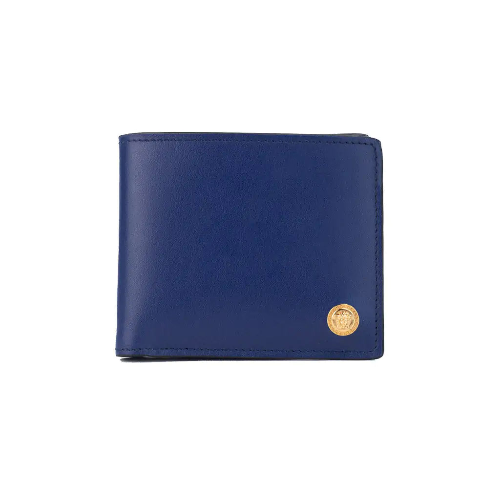 Versace Medusa Navy Leather Bifold Wallet - Velora Luxury Fashion