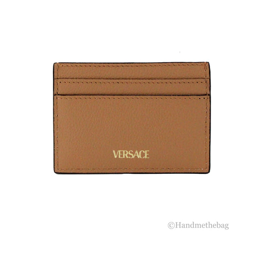 Versace Mini Medusa Brown Grainy Leather Card Case - Velora Luxury Fashion