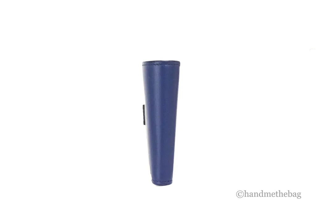 Versace Navy Blue Compact Leather Medusa Snap Bifold Wallet - Velora Luxury Fashion