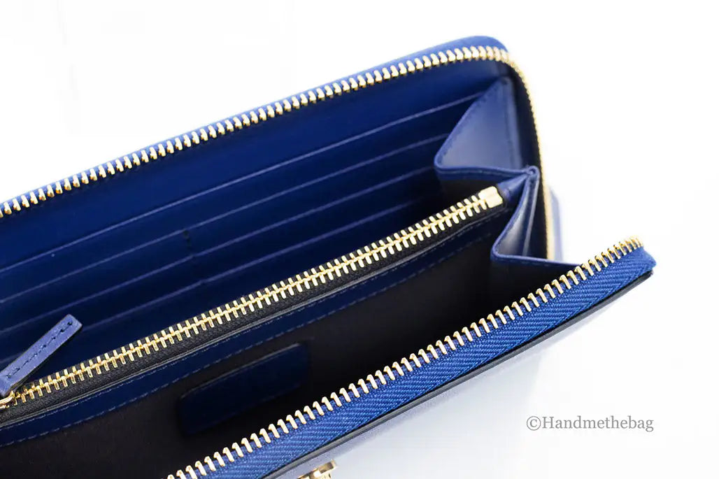 Versace Navy Leather Medusa Continental Clutch Wallet - Velora Luxury Fashion