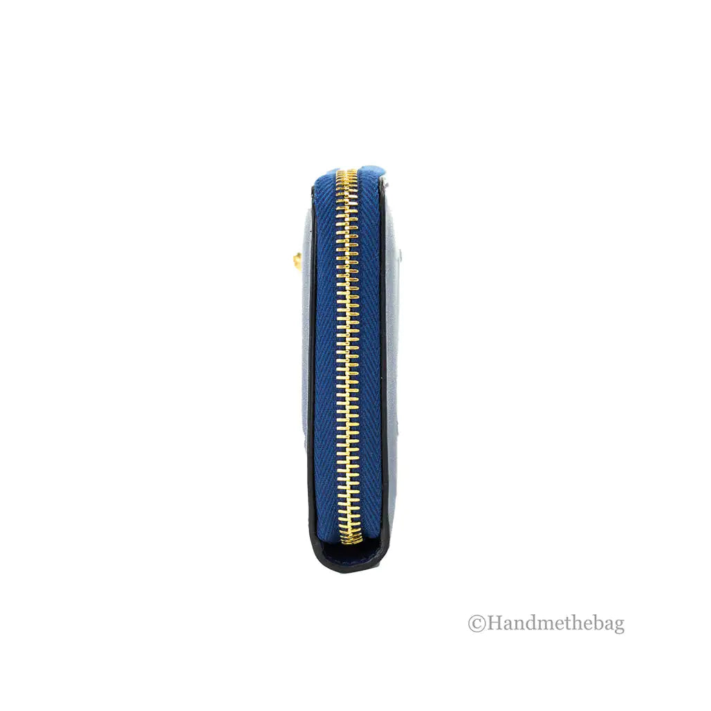 Versace Navy Leather Medusa Continental Clutch Wallet - Velora Luxury Fashion