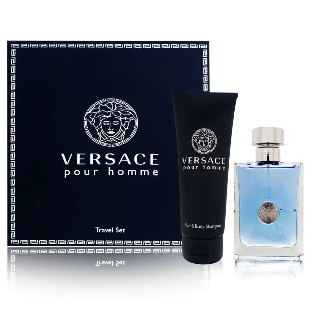 Versace Pour Homme Men Gift Set (Eau De Toilette Spray Hair and Body Shampoo) - Velora Luxury Fashion