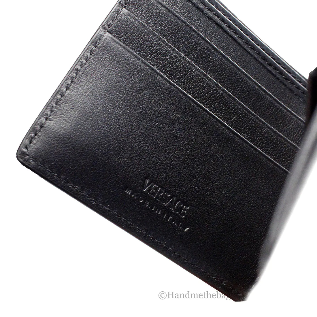 Versace Silver La Medusa Leather Bifold Wallet - Velora Luxury Fashion
