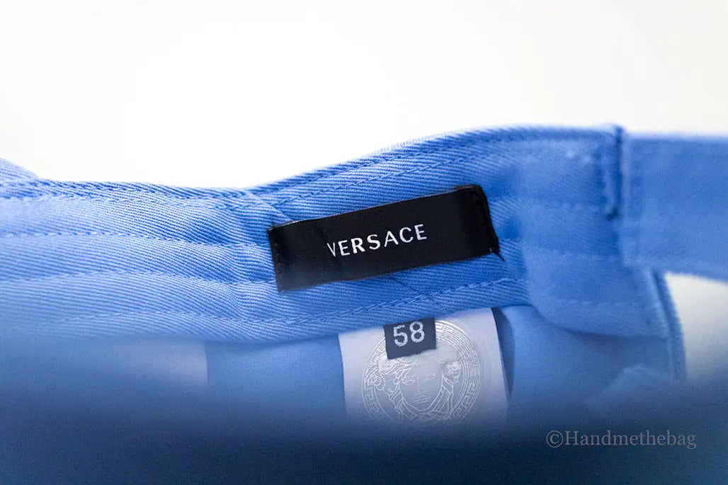 Versace Sky Blue Cotton Embroidered Logo Adjustable Baseball Hat - Velora Luxury Fashion