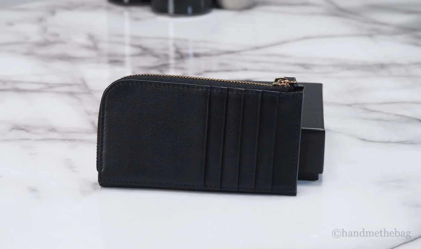 Versace Small Black Leather Matte Medusa Zip Card Case - Velora Luxury Fashion