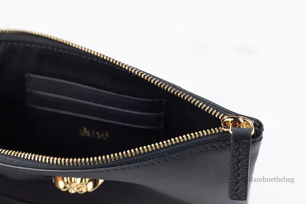 Versace Small Black Leather Wristlet Clutch Pouch - Velora Luxury Fashion