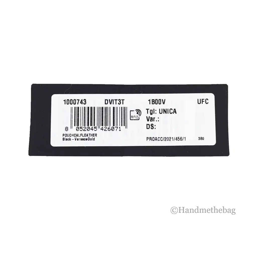 Versace Small Black Leather Wristlet Clutch Pouch - Velora Luxury Fashion