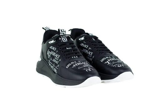 Versace Smooth Leather Logo Fabric Medusa Accent Sneakers - Velora Luxury Fashion