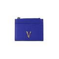 Versace Virtus Royal Blue Slim Leather Card Case Wallet - Velora Luxury Fashion
