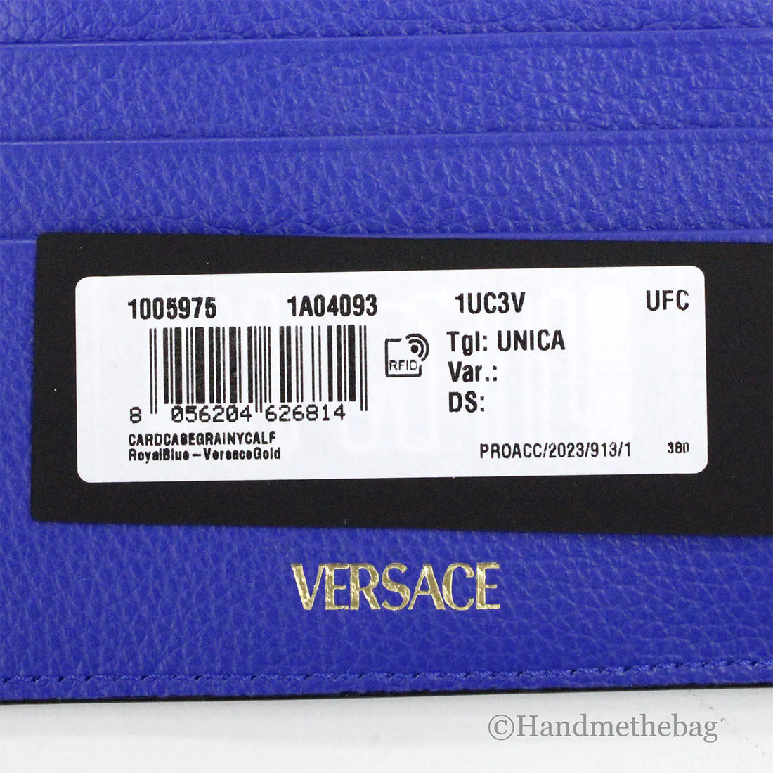 Versace Virtus Royal Blue Slim Leather Card Case Wallet - Velora Luxury Fashion