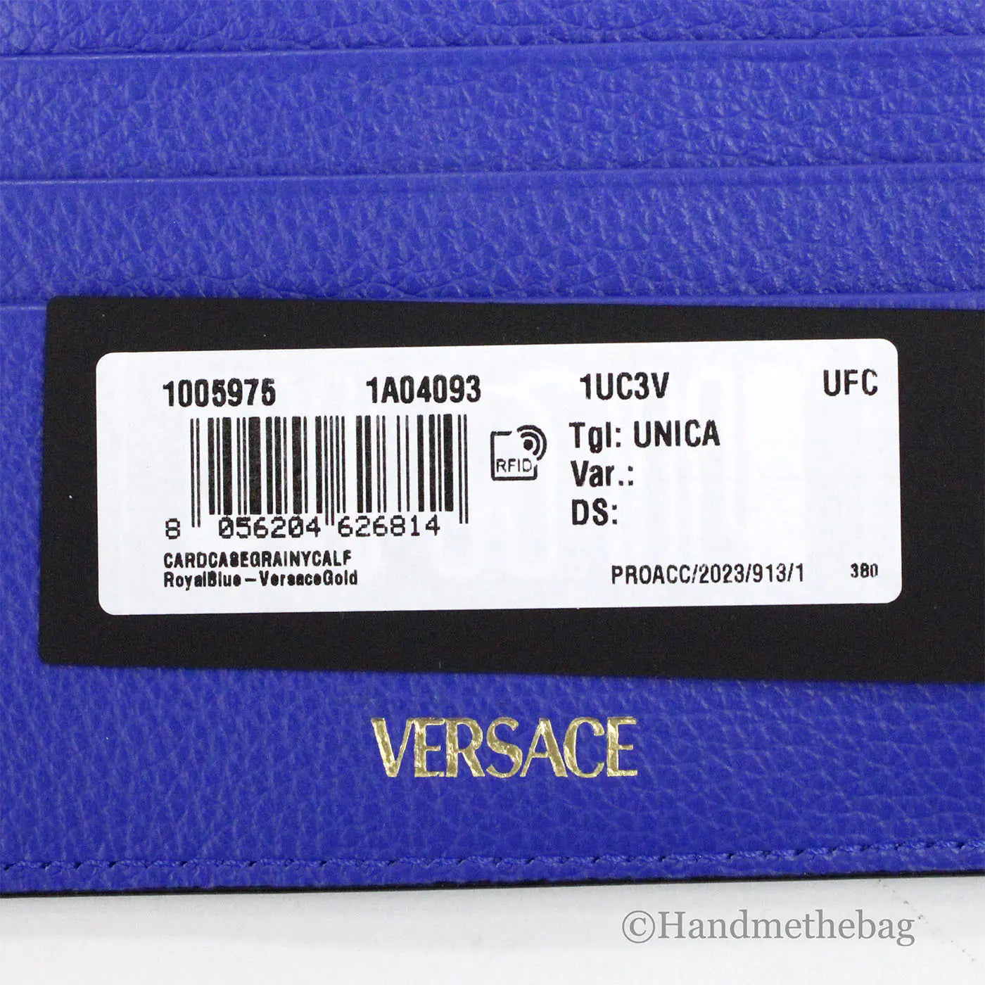 Versace Virtus Royal Blue Slim Leather Card Case Wallet - Velora Luxury Fashion