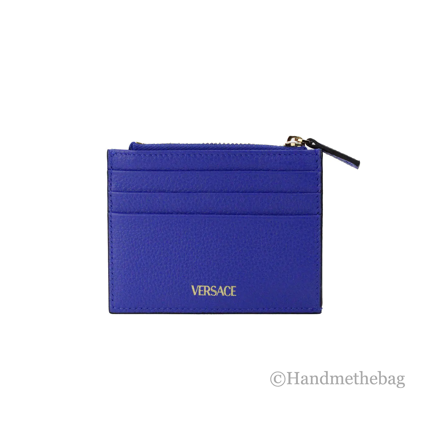Versace Virtus Royal Blue Slim Leather Card Case Wallet - Velora Luxury Fashion