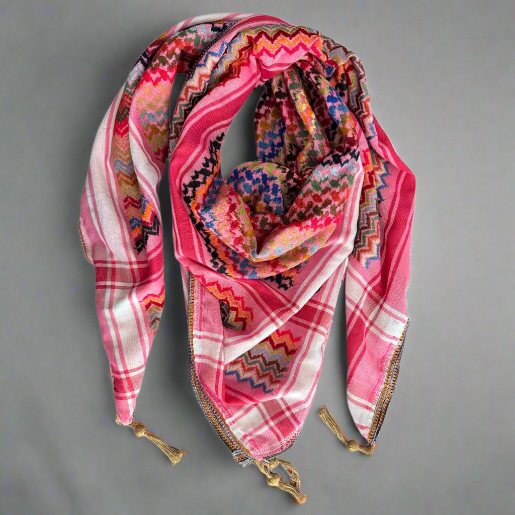 Vibrant Deep Pink Kufiya (Keffiyeh) | Made in Jordan - Velora Luxury Fashion