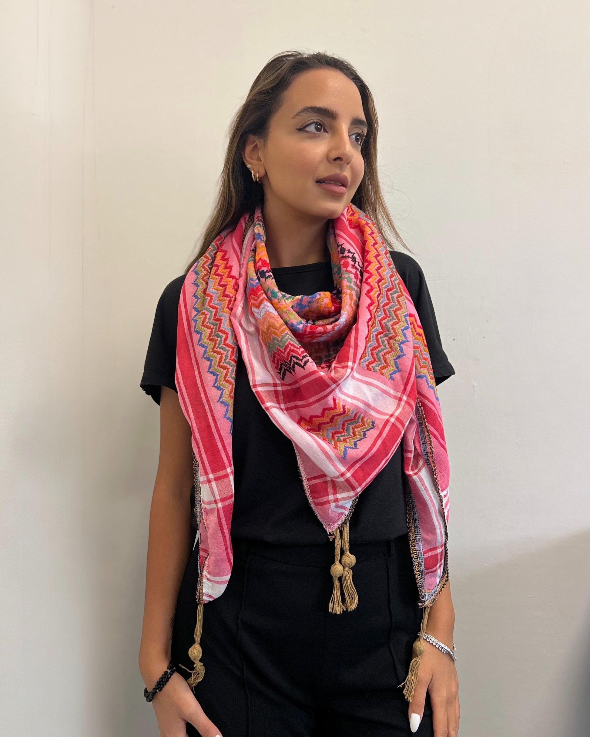 Vibrant Deep Pink Kufiya (Keffiyeh) | Made in Jordan - Velora Luxury Fashion