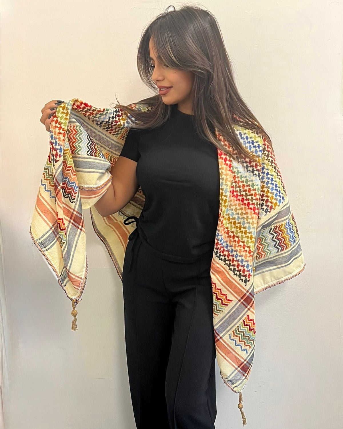 Vibrant Sandy Yellow Kufiya (Keffiyeh) | Made in Jordan - Velora Luxury Fashion