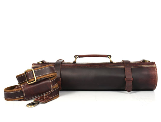 Vicenza Leather Knife Roll - Walnut Brown ( KR-53 ) - Velora Luxury Fashion