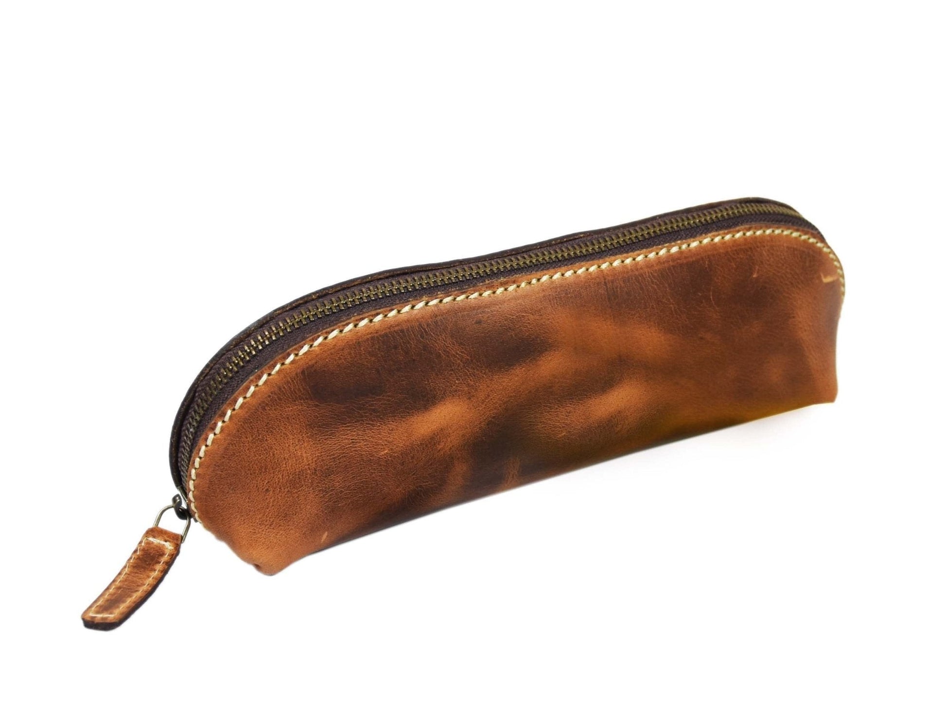 Vintage Leather Pencil Case - Stationery Pouch - Velora Luxury Fashion