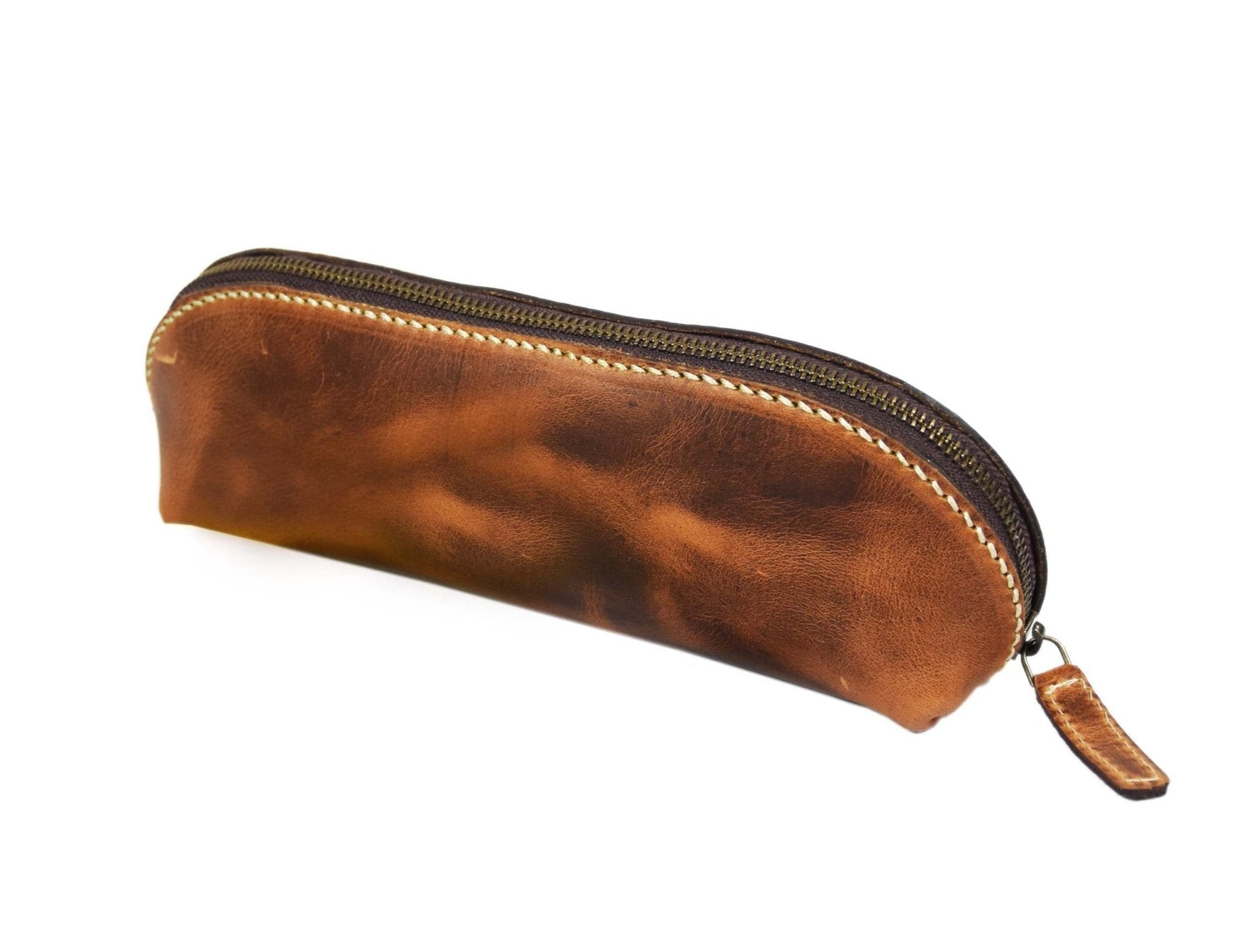 Vintage Leather Pencil Case - Stationery Pouch - Velora Luxury Fashion