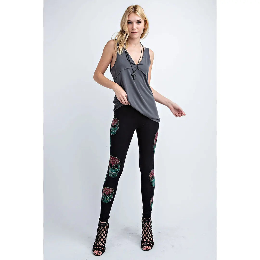 Vocal Women's Sugar Skull Leggings - Velora Luxury Fashion