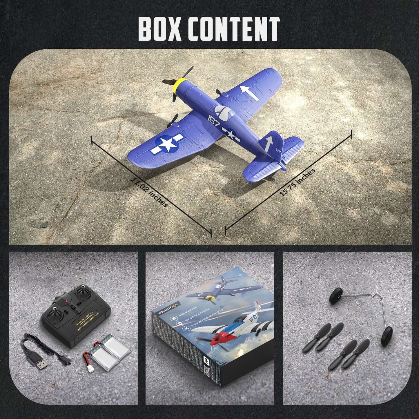 Volantex RC F4U Corsair 3CH RTF EPP Plane w/ Gyro 2.4GHz for Kids & Beginners - Velora Luxury Fashion