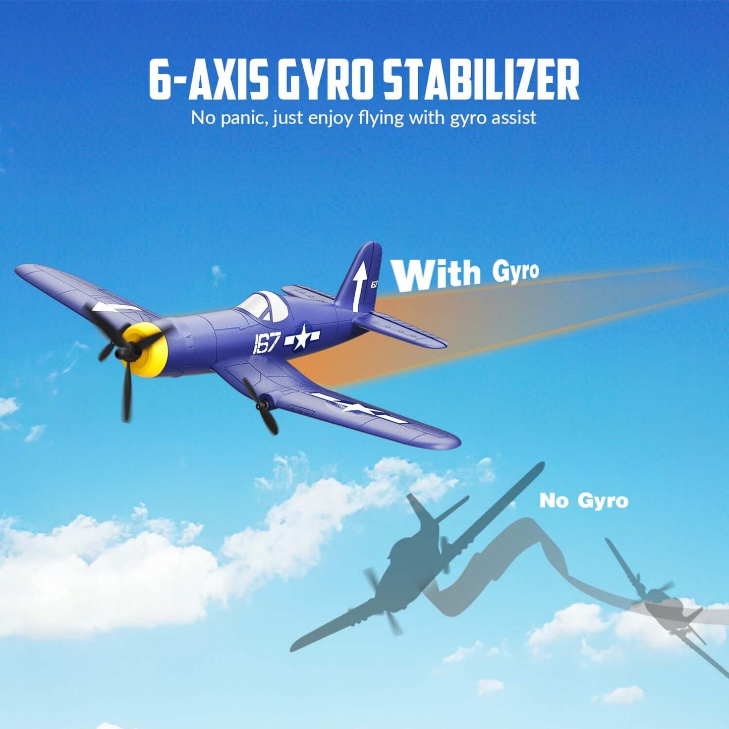 Volantex RC F4U Corsair 3CH RTF EPP Plane w/ Gyro 2.4GHz for Kids & Beginners - Velora Luxury Fashion
