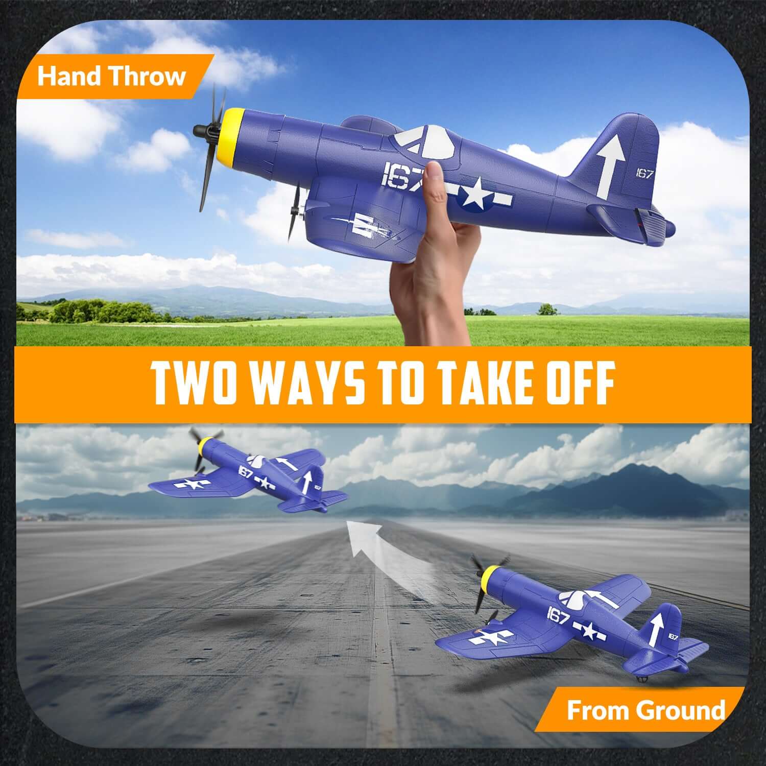 Volantex RC F4U Corsair 3CH RTF EPP Plane w/ Gyro 2.4GHz for Kids & Beginners - Velora Luxury Fashion