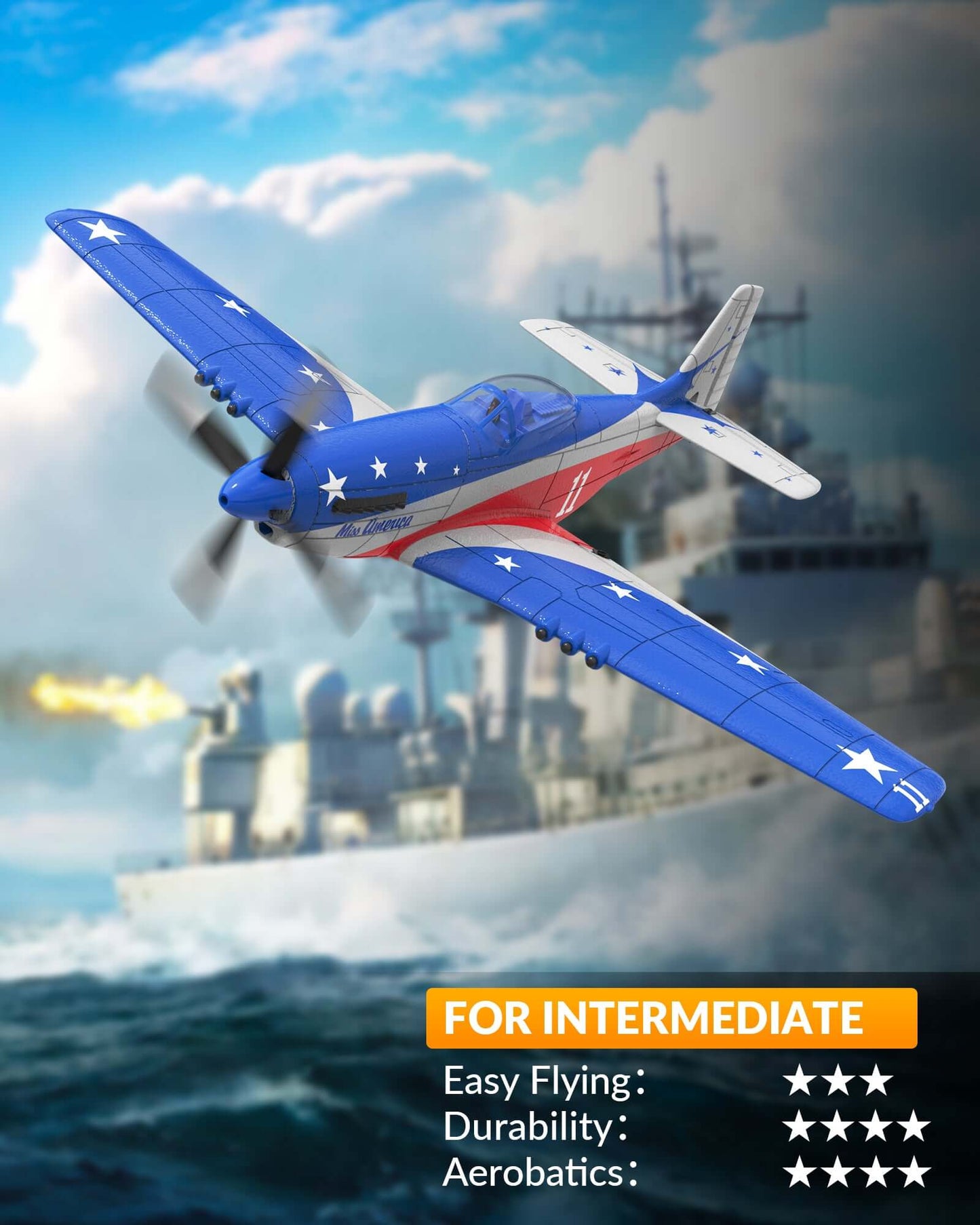 VolantexRC Miss America P-51D Mustang 4CH RC Warbird Airplane w/ XPilot & Gyro - Velora Luxury Fashion