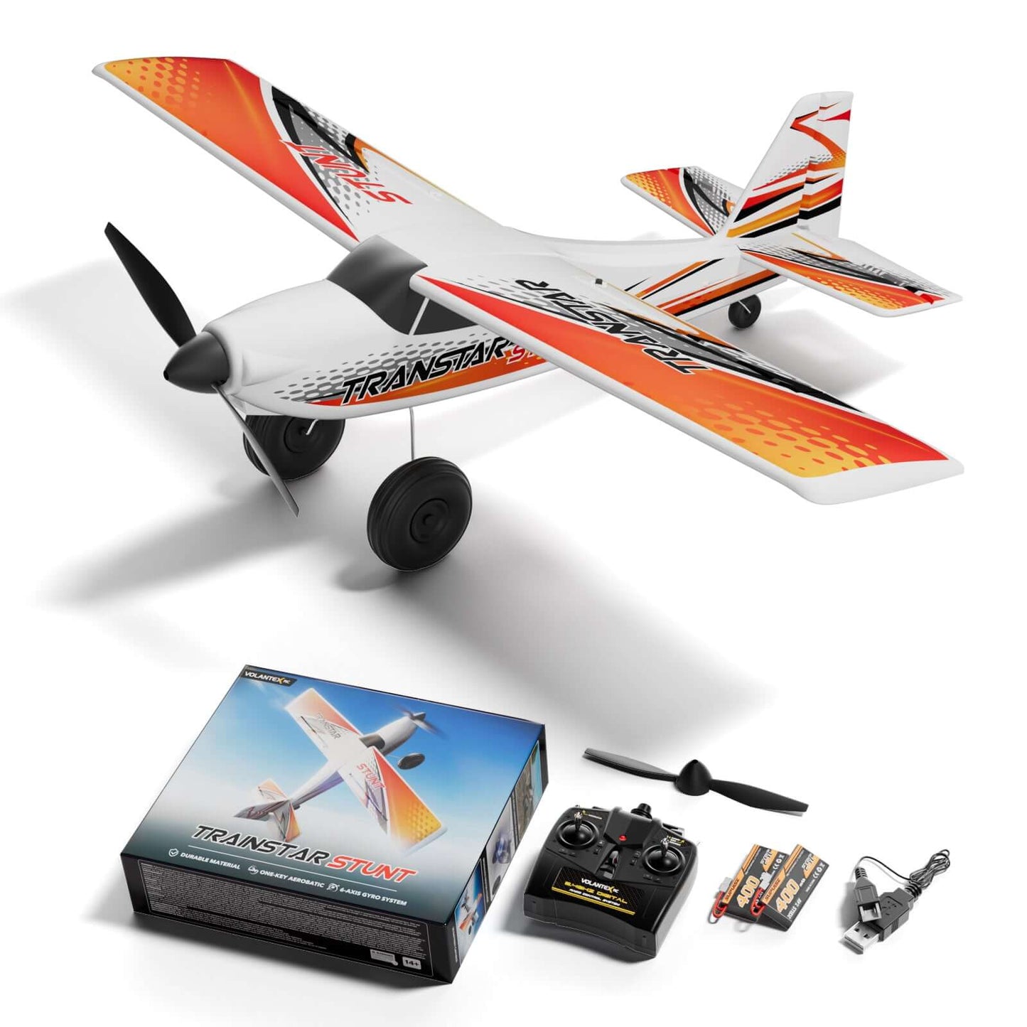 VolantexRC Trainstar 500mm Brushless RC Plane 2S/3S Power RTF – Green/Orange - Velora Luxury Fashion