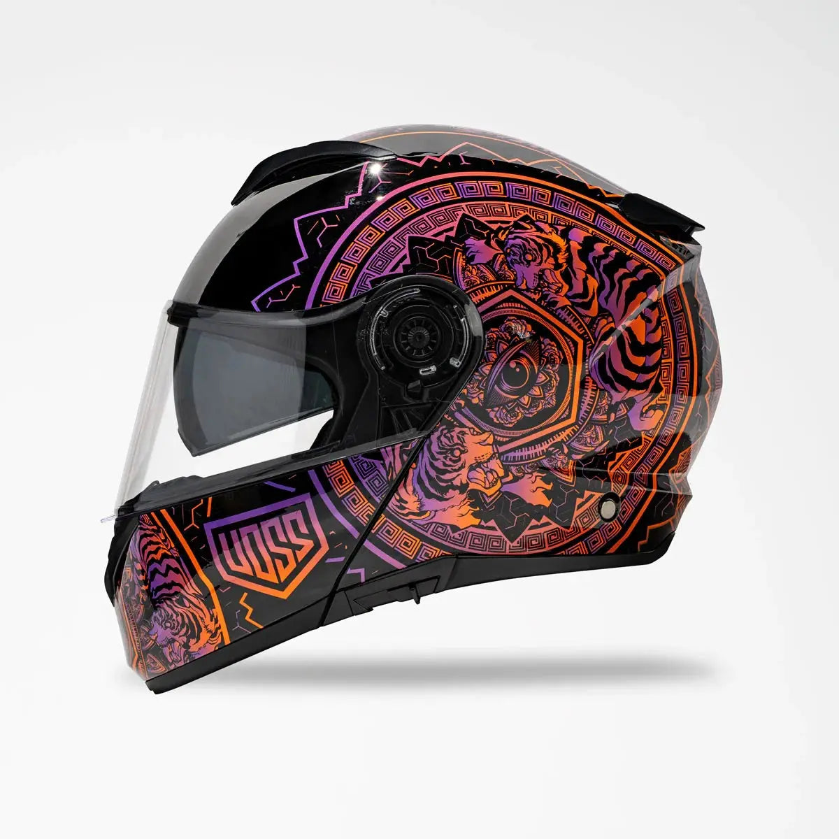 Voss 580 Conquest Gloss Neon Mandala Motorcycle Helmet - Velora Luxury Fashion