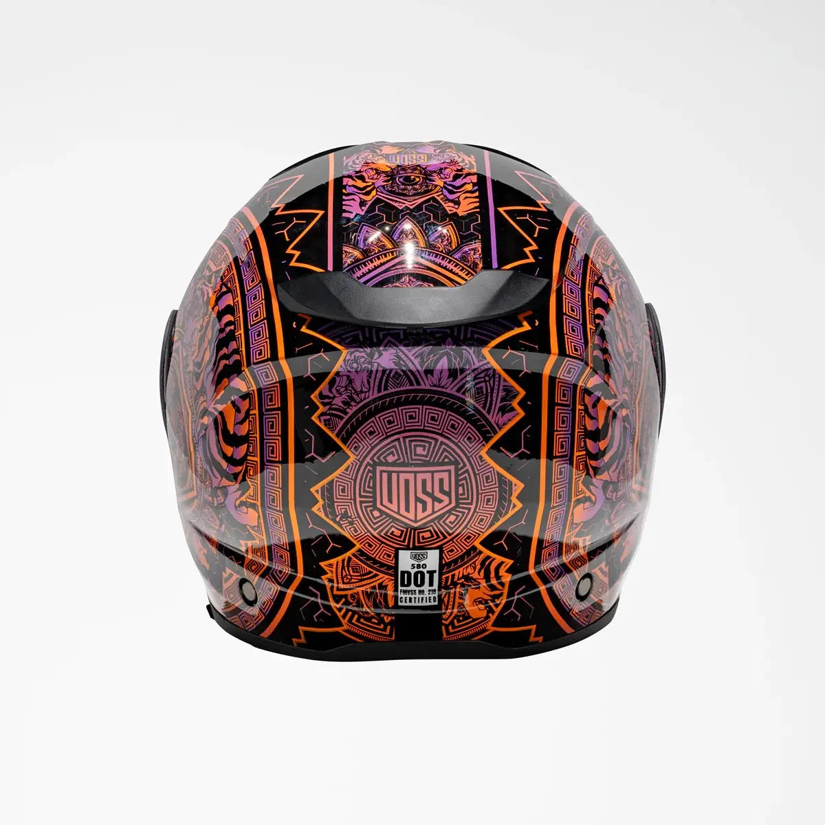 Voss 580 Conquest Gloss Neon Mandala Motorcycle Helmet - Velora Luxury Fashion