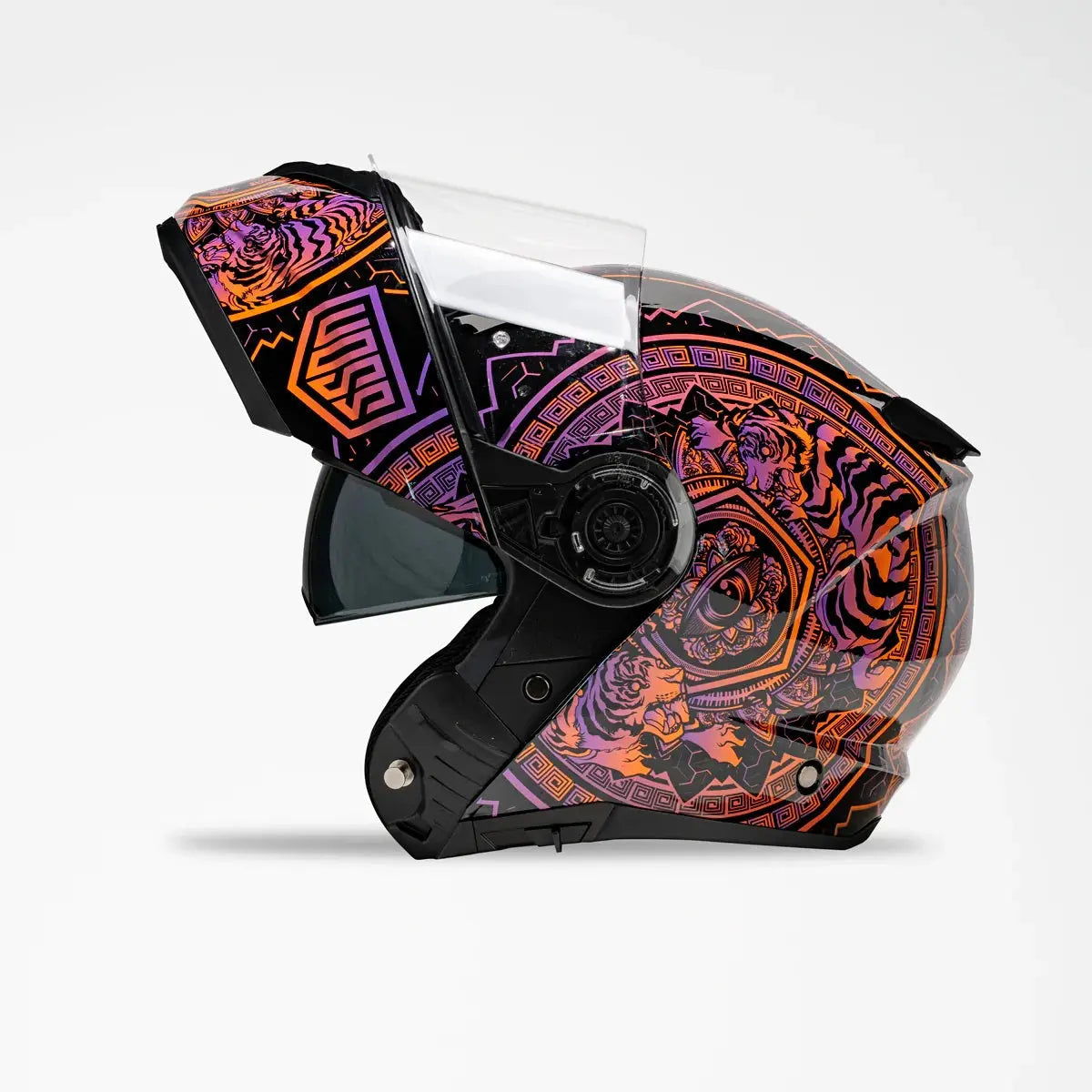 Voss 580 Conquest Gloss Neon Mandala Motorcycle Helmet - Velora Luxury Fashion
