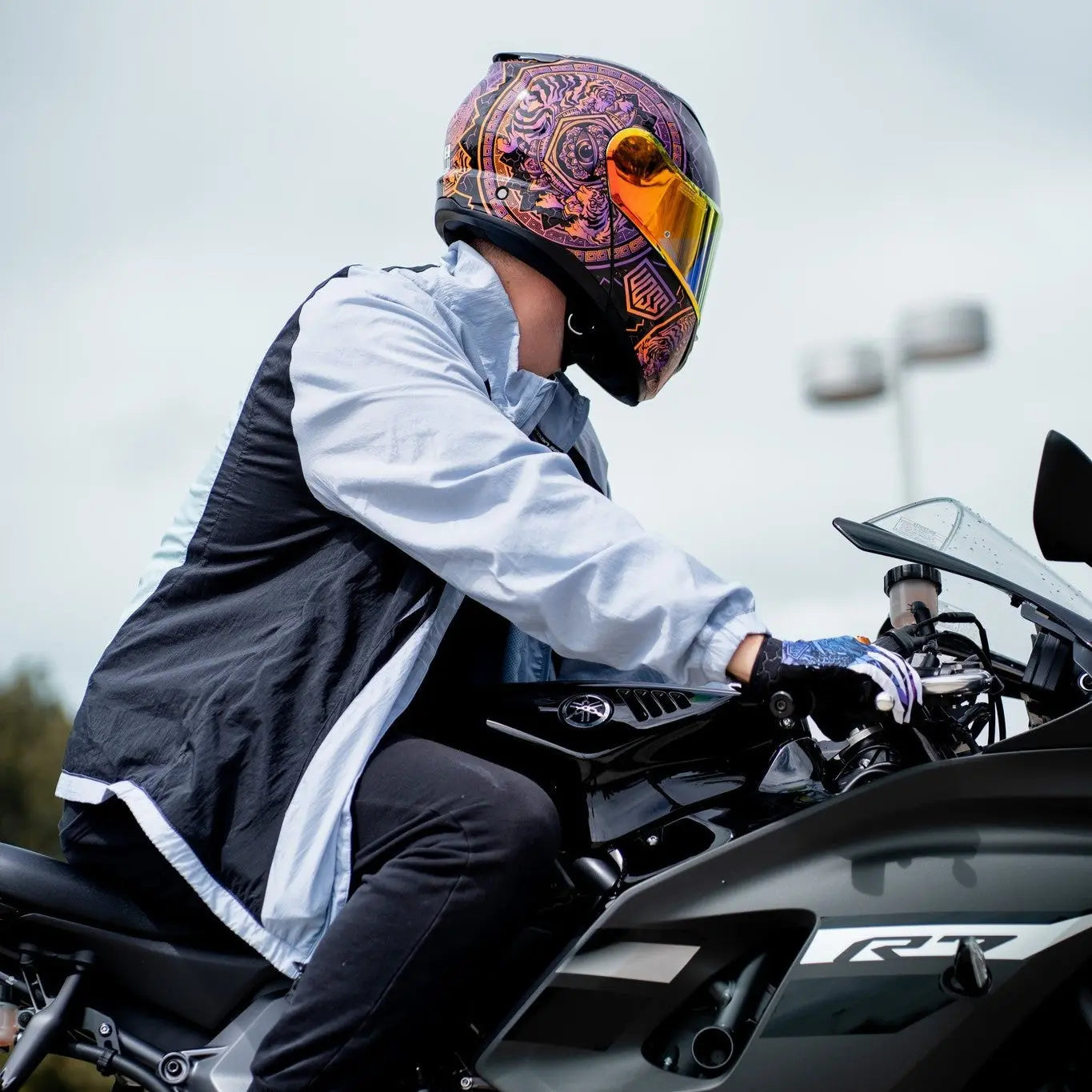 Voss 580 Conquest Gloss Neon Mandala Motorcycle Helmet - Velora Luxury Fashion