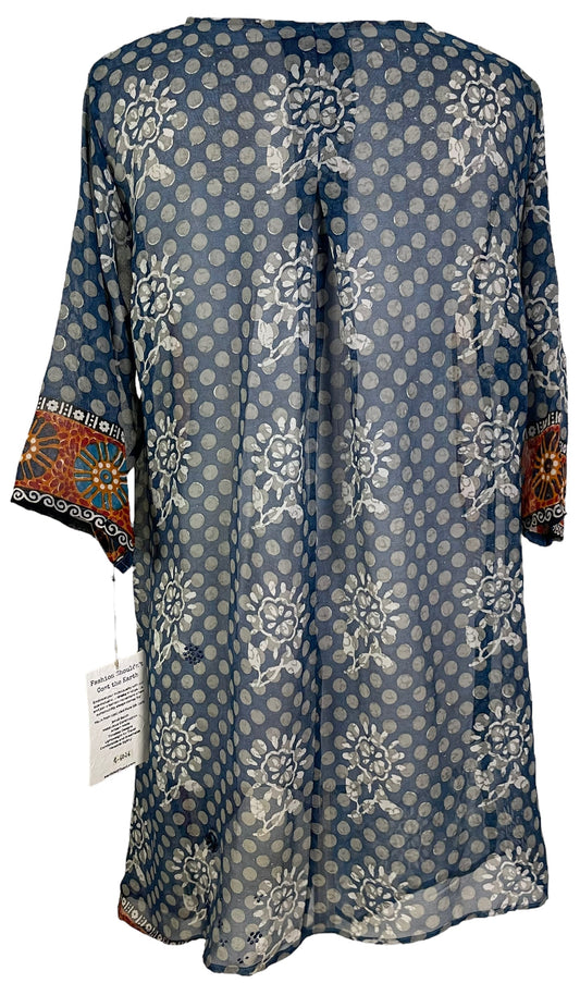 PRG6026 Sheer Avatar Pure Silk Self Pocket Tunic Dress - Velora