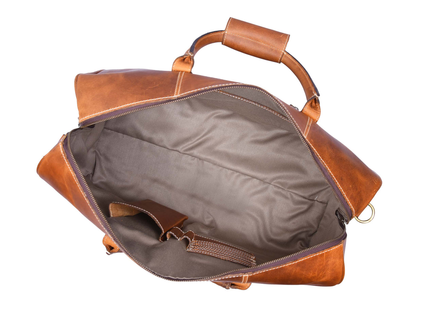 Walton Leather Travel Bag -  Caramel Brown - Velora Luxury Fashion