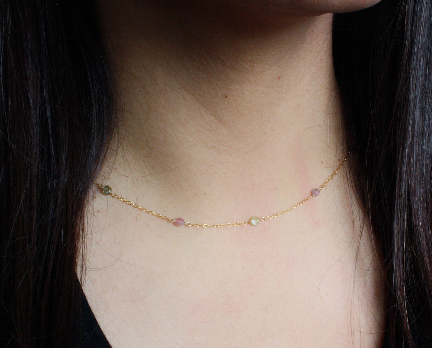 Watermelon Tourmaline Wire Wrapped Layering Necklace - Velora Luxury Fashion