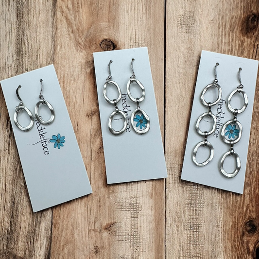 Wavy Hoop Drop Earrings – Matte Silver Asymmetrical Hoops, Hypoallergenic - Velora Luxury Fashion