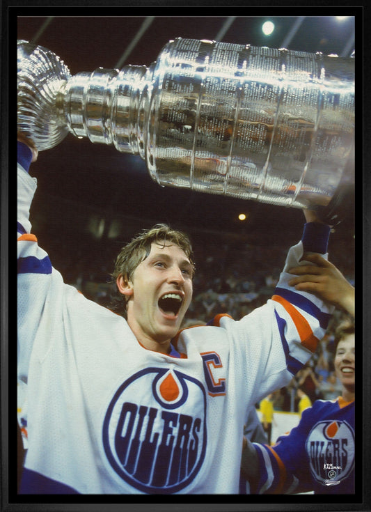 Wayne Gretzky 20x29 Framed Canvas Oilers Stanley Cup-V - Velora Luxury Fashion