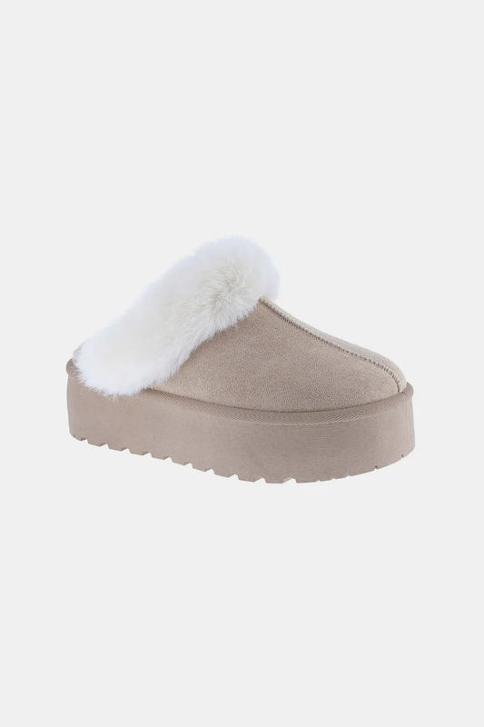 Weeboo Thick Bottom Fur Trim Snow Slippers - Velora Luxury Fashion