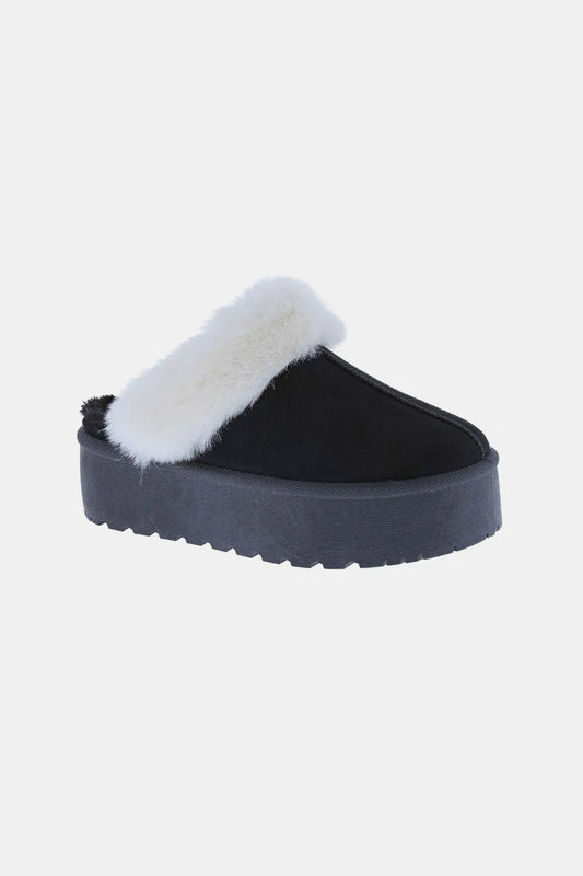 Weeboo Thick Bottom Fur Trim Snow Slippers - Velora Luxury Fashion