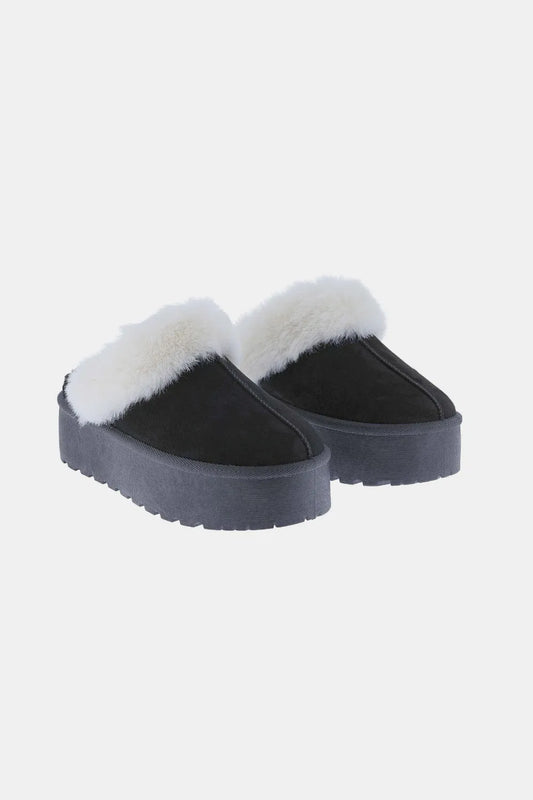 Weeboo Thick Bottom Fur Trim Snow Slippers - Velora Luxury Fashion