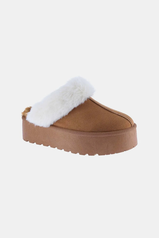 Weeboo Thick Bottom Fur Trim Snow Slippers - Velora Luxury Fashion