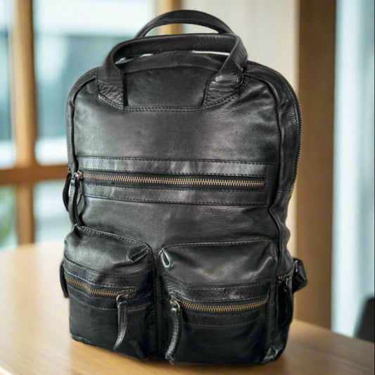 MET Multi-Pocket Leather Backpack with Dual Carry Handles Boutique of Leathers/Open Road