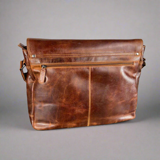 Greenwood Leather Laptop Bag. Premium Waxed Full-Grain Leather Briefcase for 16" Laptops Boutique of Leathers/Open Road
