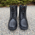 Men's Sneaker Biker Boots. Black Cowhide Leather with Lace-Up & Side Zip - Velora Luxury Fashion
