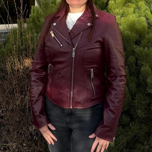 Women's Premium Lamb Leather Moto Jacket with Asymmetrical Zippers - Velora Luxury Fashion